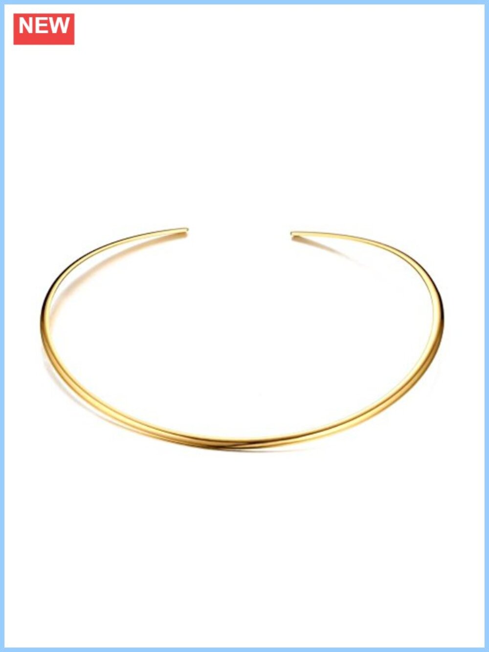 Stainless Steel Gold Plated Open Circle Collar Choker Necklace